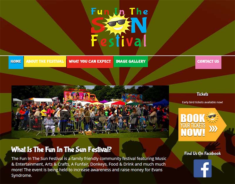 Screenshot of the Fun In The Sun Festival Website