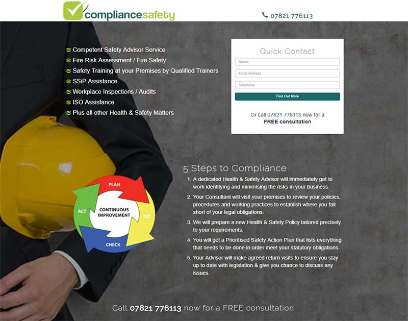 Screenshot of the Compliance Safety Website