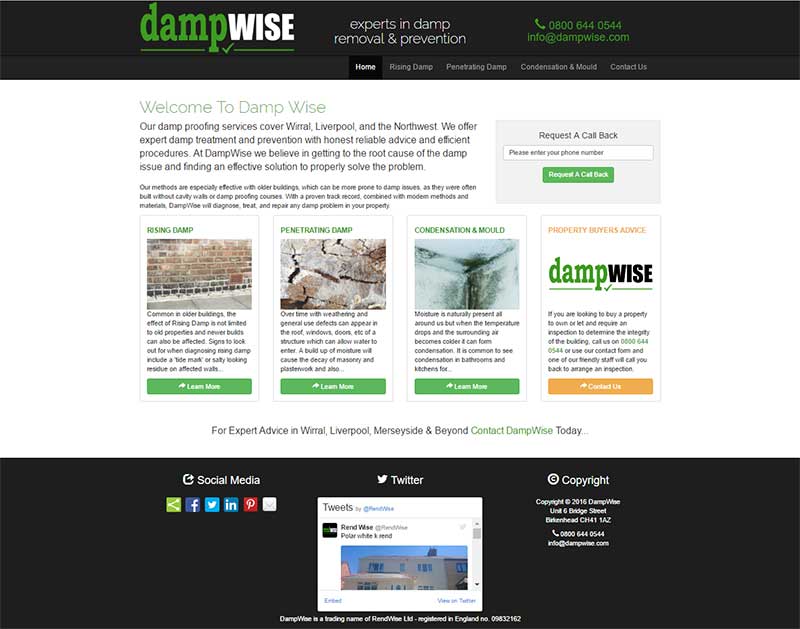 Screenshot of the Dampwise Website