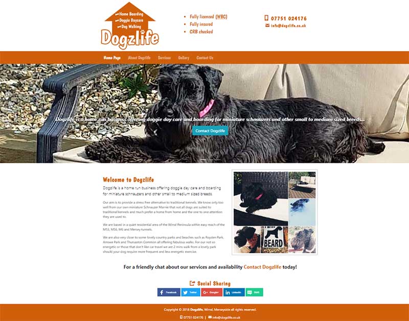 Screenshot of the Dogzlife Website