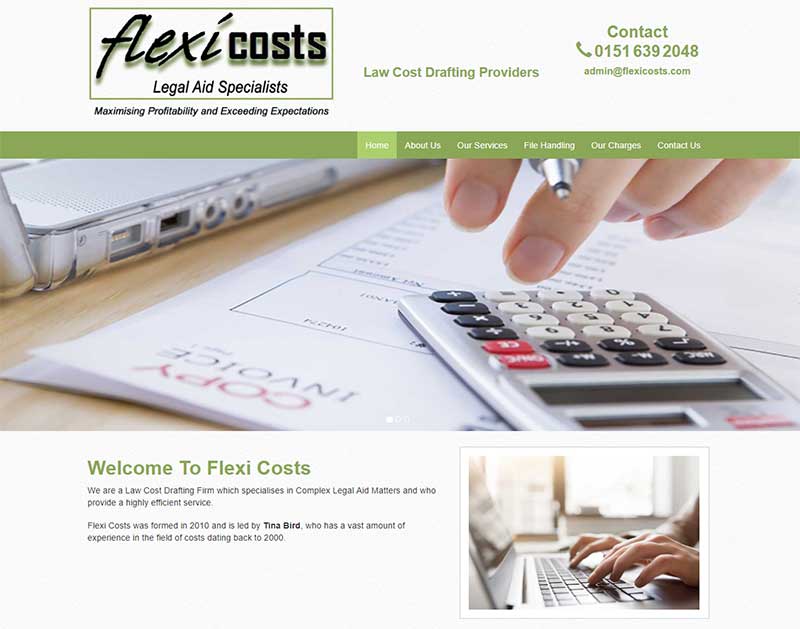 Screenshot of the Flexi Costs Website