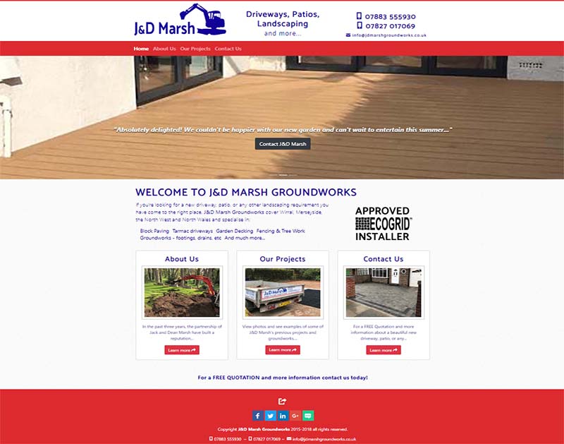 Screenshot of J&D Marsh Groundworks Website