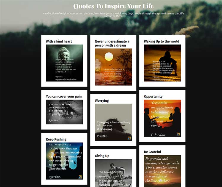 Screenshot of the Quotes To Inspire Your Life Website