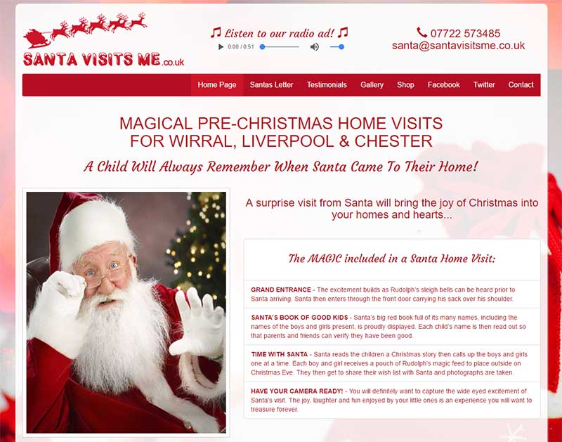 Screenshot of the Santa Visits Me Website