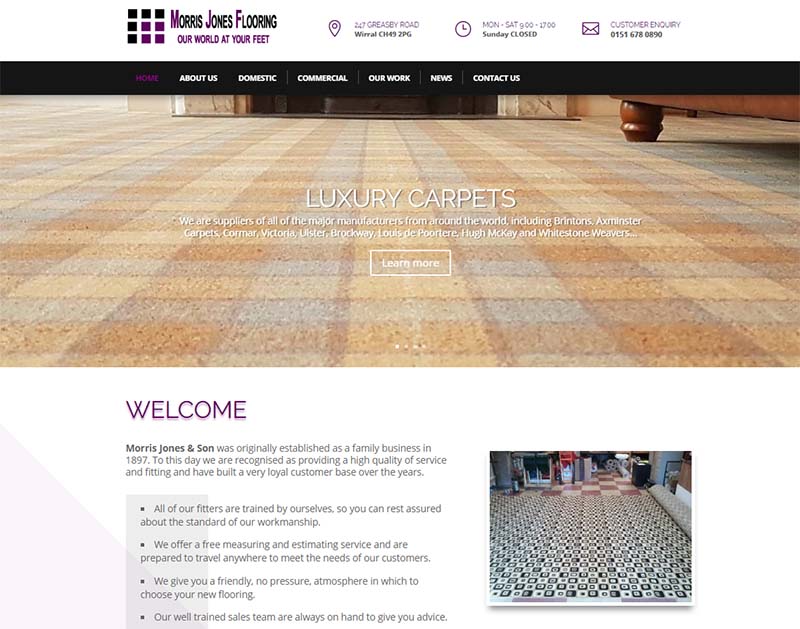 Screenshot of the Morris Jones Flooring Website