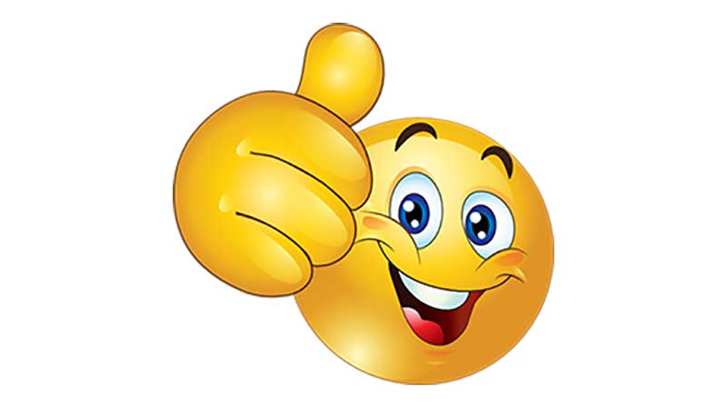 cartoon smiley with thumbs up