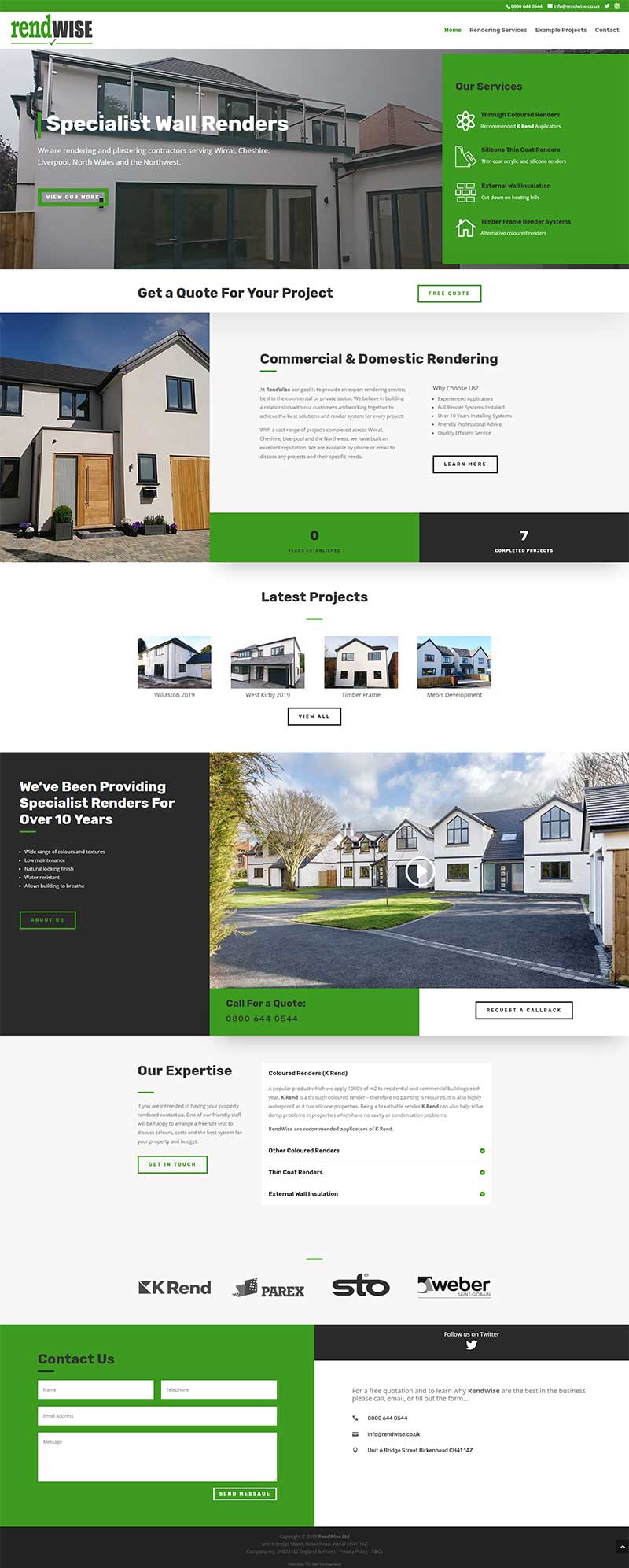 Screenshot of the RendWise home page