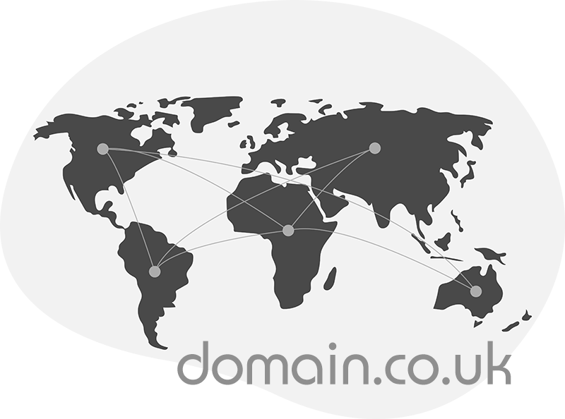 domain represented by world map with domain.co.uk