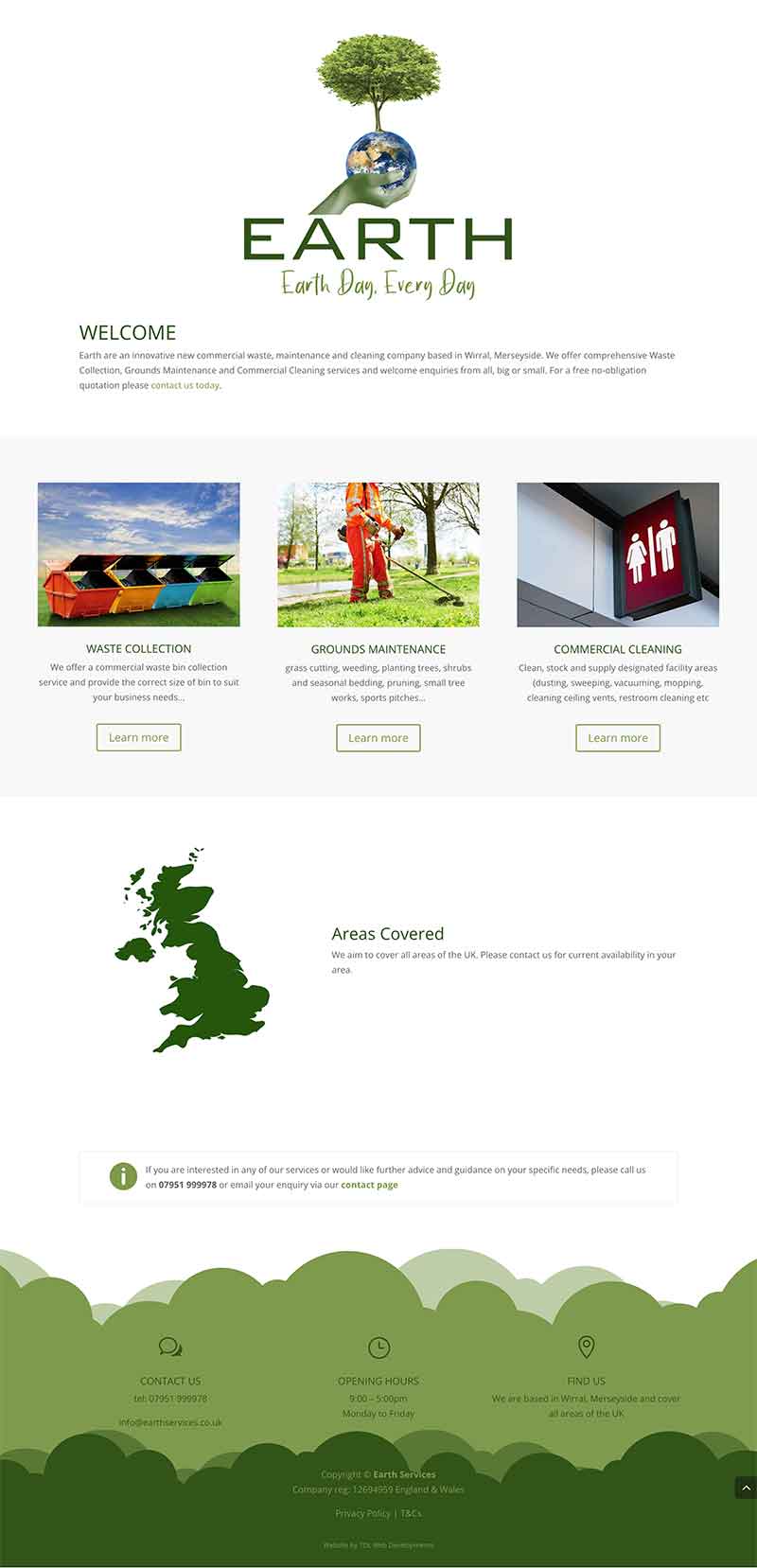 Earth Services home page screenshot
