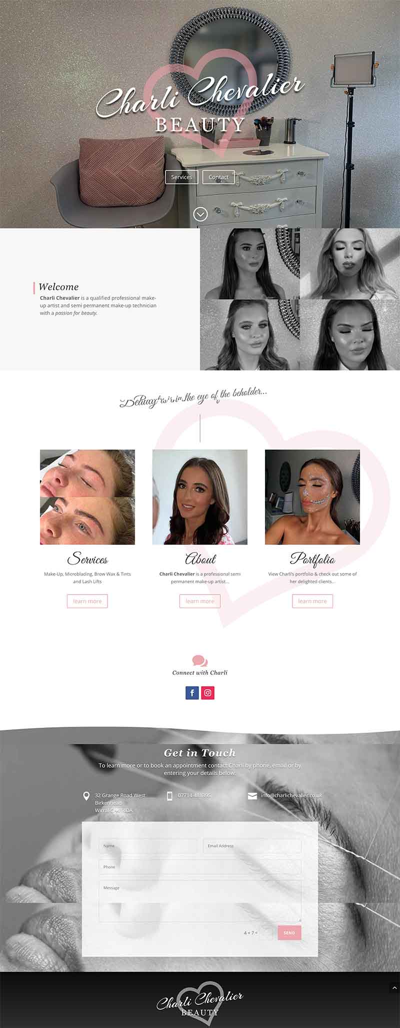Charli Chevalier Beauty Website home page