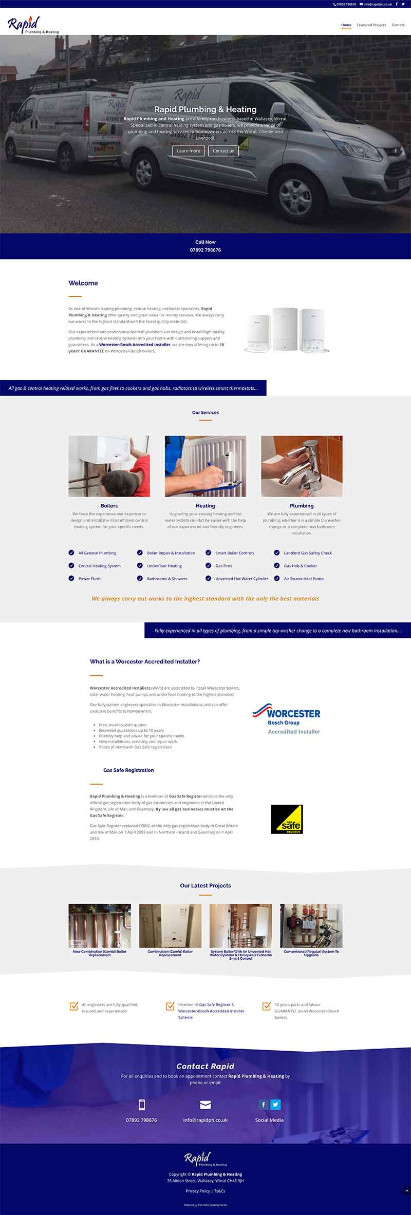 Full page screenshot of Rapid Plumbing & Heating website