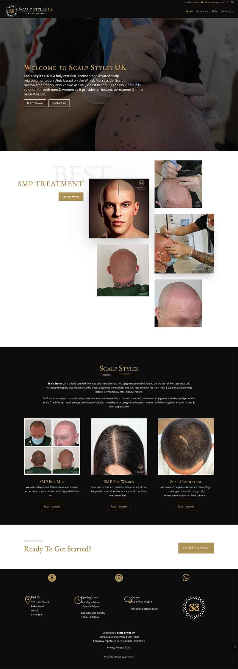 Full page screenshot of Scalp Styles UK's home page