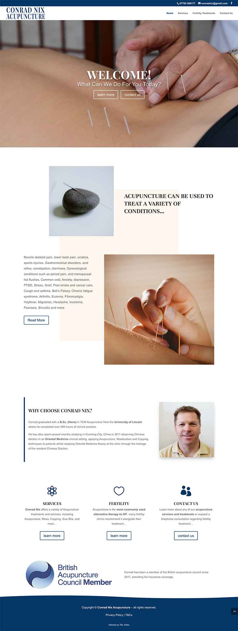 Screenshot of Conrad Nix Acupuncture website